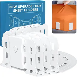 Bed Sheet Holders for Corners: Lock Sheet Holders with Reinforced Clips Keep Sheets Firm and Tight,No More Loose Sheets – Large Version for Twin,Full,Queen,King Size (White)