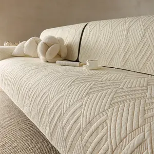 1pc Luxury Quilted Thick Sofa Pad, All-Season Non-Slip Sofa Cover, Cream Style Full Coverage, Pet-Friendly Sofa Cushion