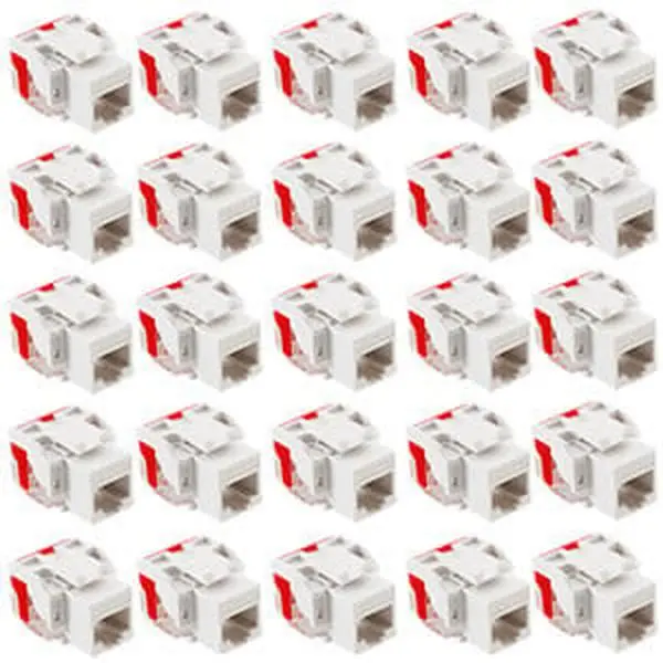 ICC 25-Pack Cat6 RJ45 Keystone Jacks - 8 Position 8 Conductor, ICC-CAT6JKPK-WH IC107L6Cwh Model, White, Network Components for Computers & Office Equipment
