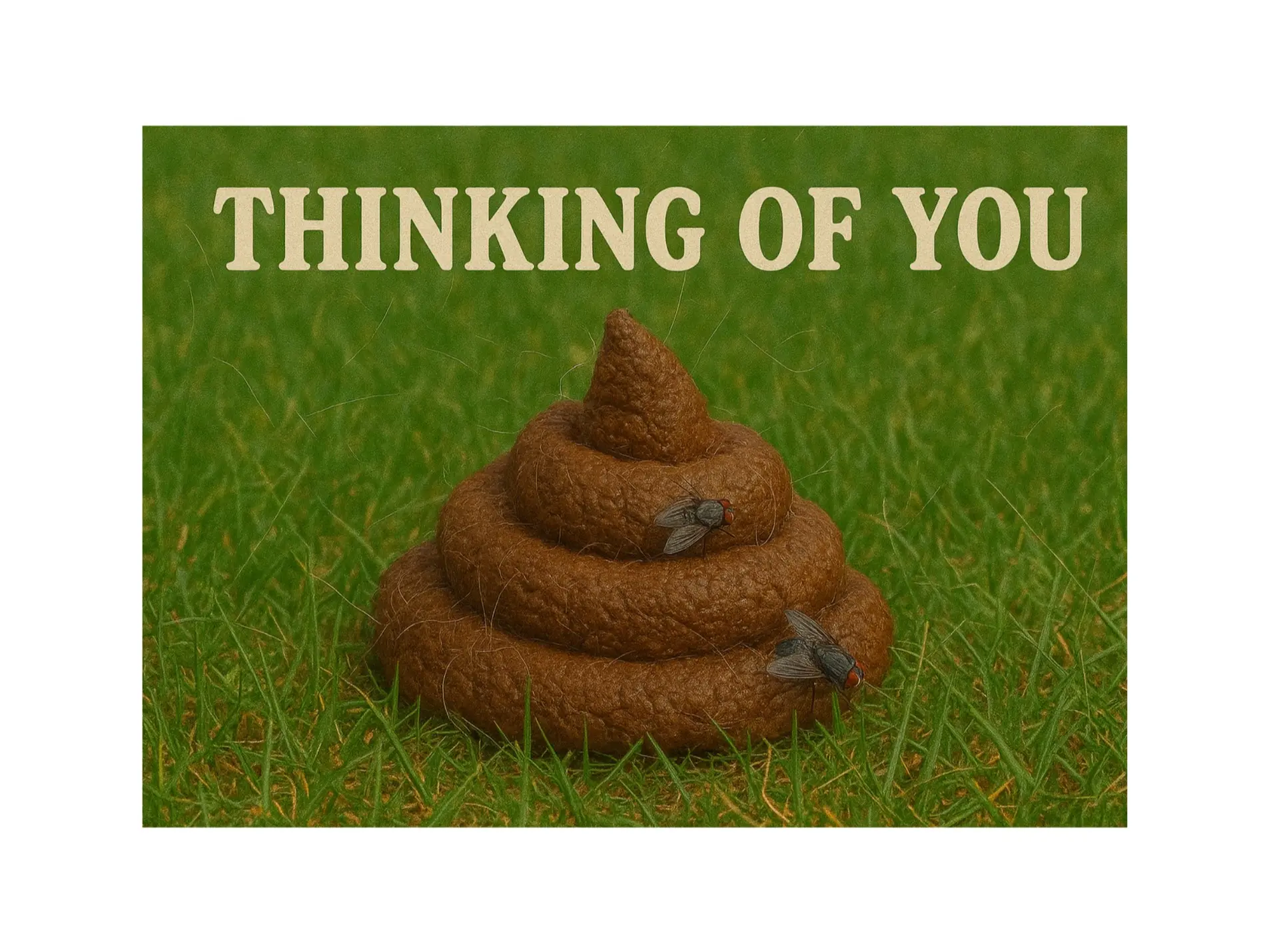 Thinking of You Pile of Crap Prank Postcard - Anonymously Sent Hilarious Surprise Card with Bold Illustration for Maximum Laughs