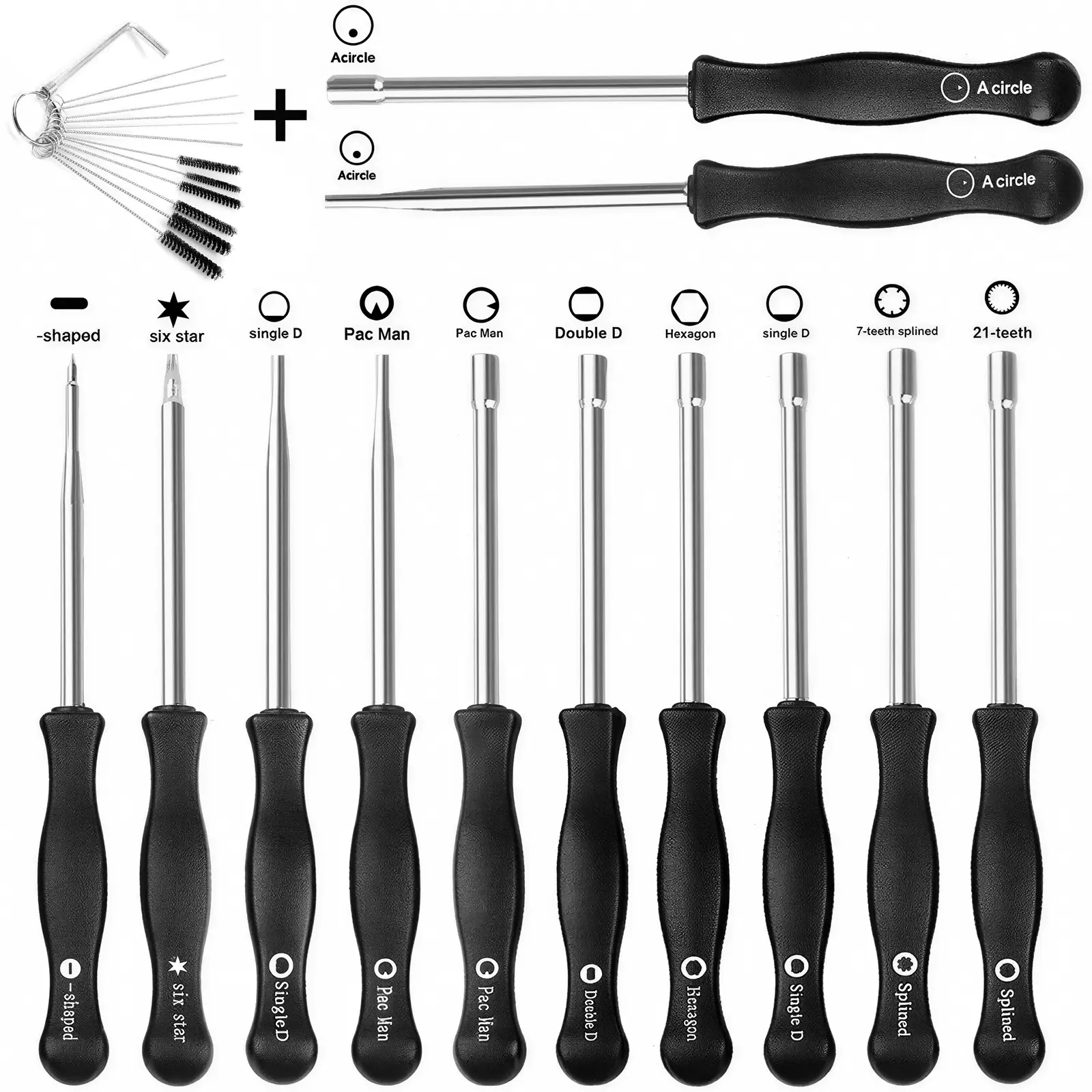 12-Piece Hex Shank Stainless Steel Carburetor Adjustment Tool Kit with Precision Bits, Engine Tuning Screwdrivers for 2-Cycle Small Engines, Trimmer Maintenance Home Supplies Tool Set, 12-Pieces