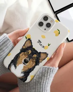 Custom Pet Photo Phone Case, Pet Watercolor Striped Phone Case, Pet Memorial Case, Dog Cat Phone Case Gift For Pet Lover
