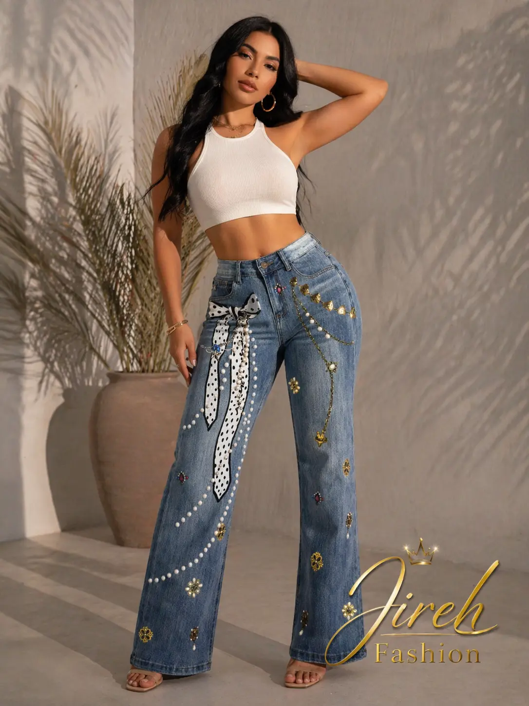 Jaz Bow Jean - Womenswear Bottom with Unique Design and Stylish Look