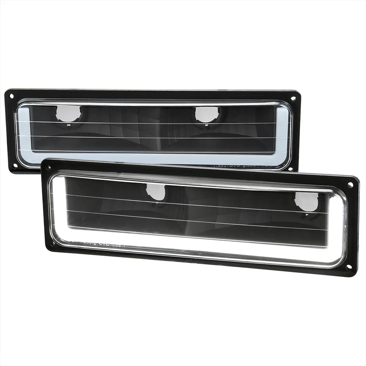 1988-1998 Chevrolet C10 GMC C/K LED Strip Bumper Corner Signal Lights (Matte Black Housing/Clear Lens), Car Light, Cars Accessories