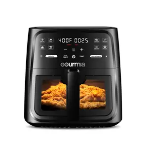 Gourmia 8 Qt Square Window Air Fryer with 8 Presets Digital Display FryForce 360° Technology Easy View Window Interior Light Dishwasher Safe Basket for Healthier Meals Large Capacity Family Sized