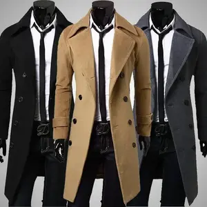 Men's Double-breasted Ni Trench Coat Long Fashion Slim Casual Jackets for Men Techwear Menswear vintage jacket