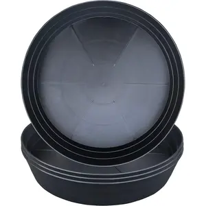 Plant Saucer 10 12 14 16 18 20 25 Inch Extra-Deep Plant Trays for Flower Pot, Heavy Drainage Tray for Indoors No Holes, 4 Pack of Plastic Plant saucers Water Catcher for Pots Base (10 Inch, Black)