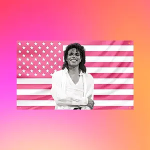 Michael Jackson Flag, Pink USA Flag Tapestry, King of Pop Wall Decor, Music Legend Poster, Vintage Singer Room Decor