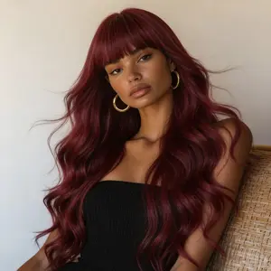 Length 28inch red layered with high gloss non-glued synthetic wig suitable for women/ outre quick weave wig/ new Body wave wig/gorgeous fashion fluffy wig/
