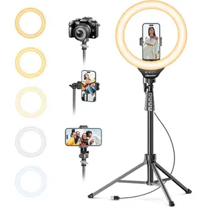 12'' Selfie Ring Light with 62’’ Tripod Stand for Video Recording, Live Streaming(Youtube, Instagram, TIK Tok), Compatible with Phones, Cameras and Webcams