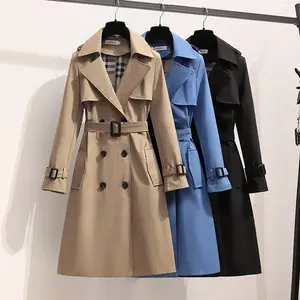 High Quality Trench Coat for Women Mid Length 2025 Korean Version New Popular British Vintage Coat
