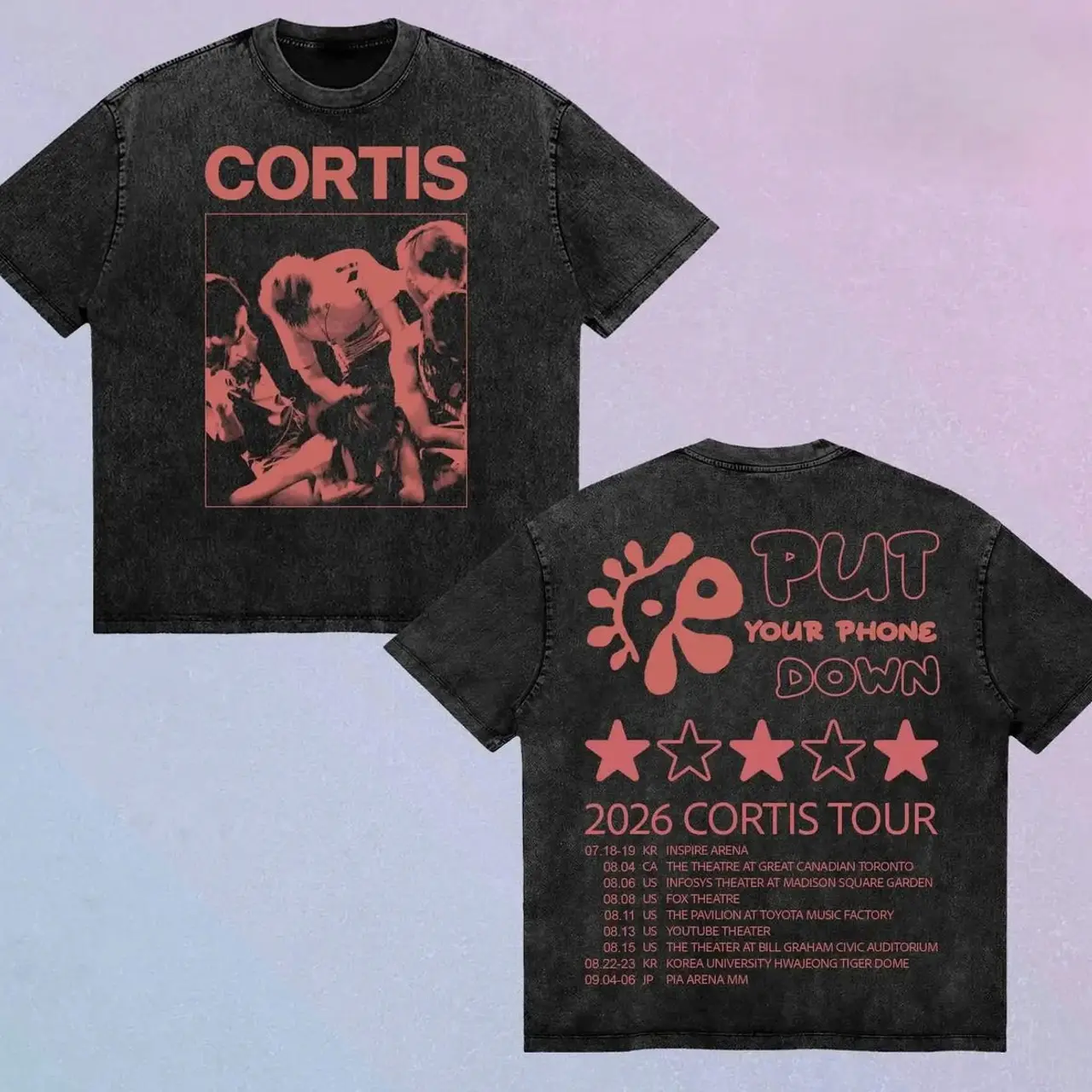 Cortis Put Your Phone Down Tour Washed Shirt, Cortis K-Pop Shirt, Music Wash Tee, Graphic Tee, Gift for Fan Shirt, CORTIS Vintage 90s TShirt Gift For Fan, Kpop Tee, Retro Unisex Fan Merch