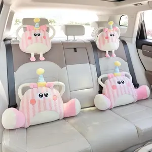 Cute Cartoon Design Car Headrest Pillow, Car Waist Rest, Car Seat Neck Pillow, Car Interior Accessories for Women & Girls