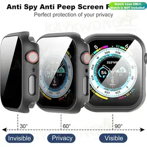 KAYKWONG'S 1 Cover Watch Case with Anti-peep Privacy Screen Protector, Hard PC Watch Screen Protective Film, Wearable Accessories for Apple Watch Series 11/10/9/8/7/6/5/4/SE/SE2/Ultra/Ultra,40mm/41mm/44mm/45mm/46mm/49mm