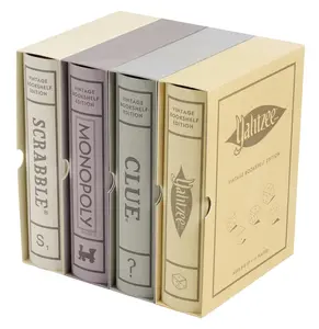 WS Game Company Scrabble, Monopoly, Clue, and Yahtzee Vintage Board Game Bookshelf Collection