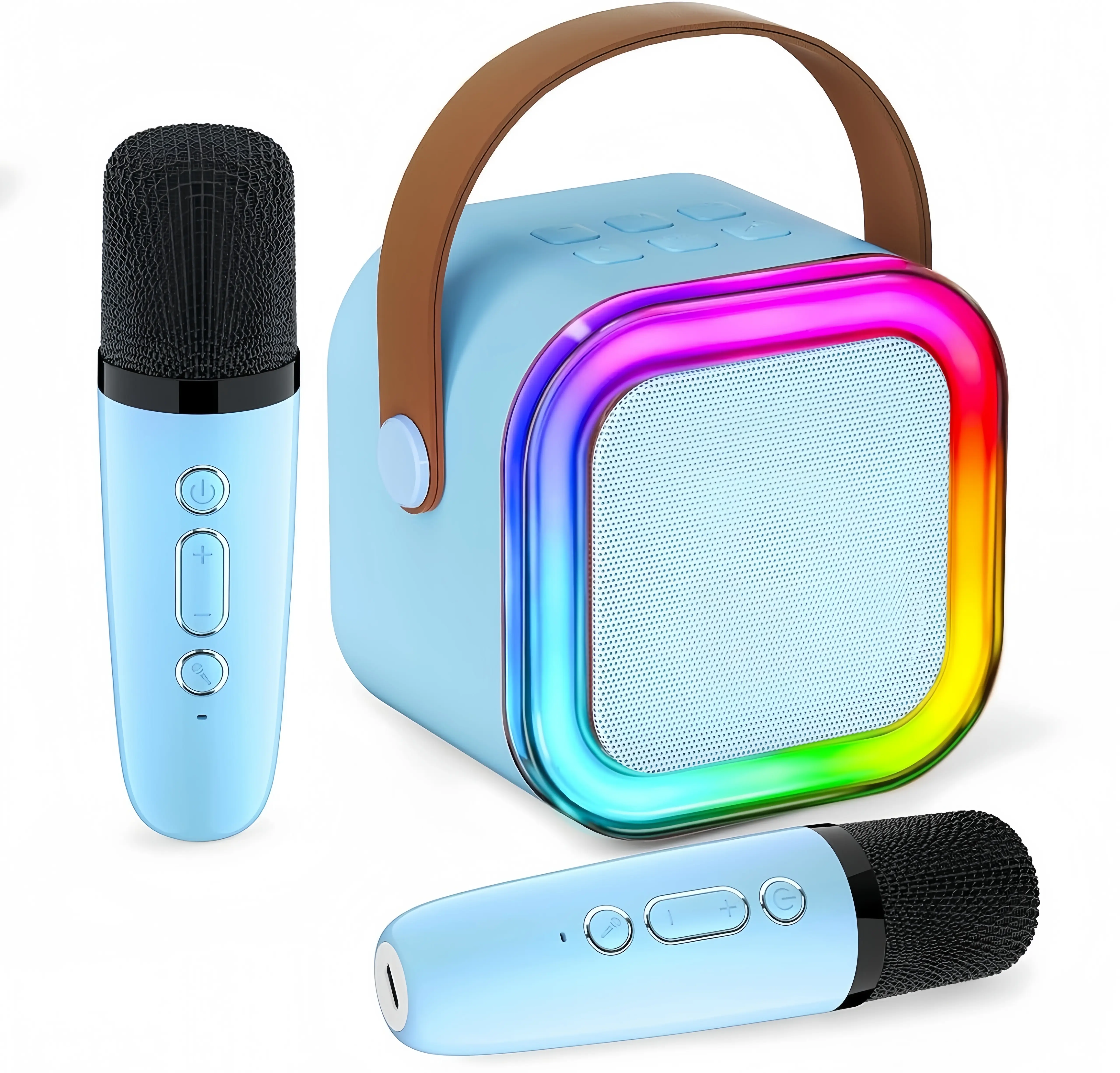 Mini Karaoke Machine for Adults and Kids, Portable Bluetooth Speaker with 2 Wireless Microphone, Led LightsKaraoke Gifts for Girls Boys Birthday Home Party