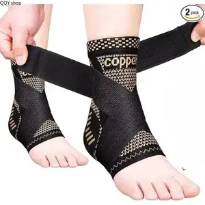 2Pcs Copper Ankle Brace, Adjustable Compression Support Sleeve, Heel Stabilizer for Achilles Tendonitis and Plantar Fasciitis, Pain & Swelling Relief, Breathable Foot Support for Sprained Ankle, Sports Injury & Daily Recovery tiktokshopspringglowup