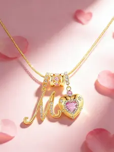 New Fashion Zircon Heart Bead Pendant with 26 Initial Letters Heart Design Necklace, Elegant Daily Wear, Perfect Gift for Valentine's Day, Birthday, Party, Holiday
