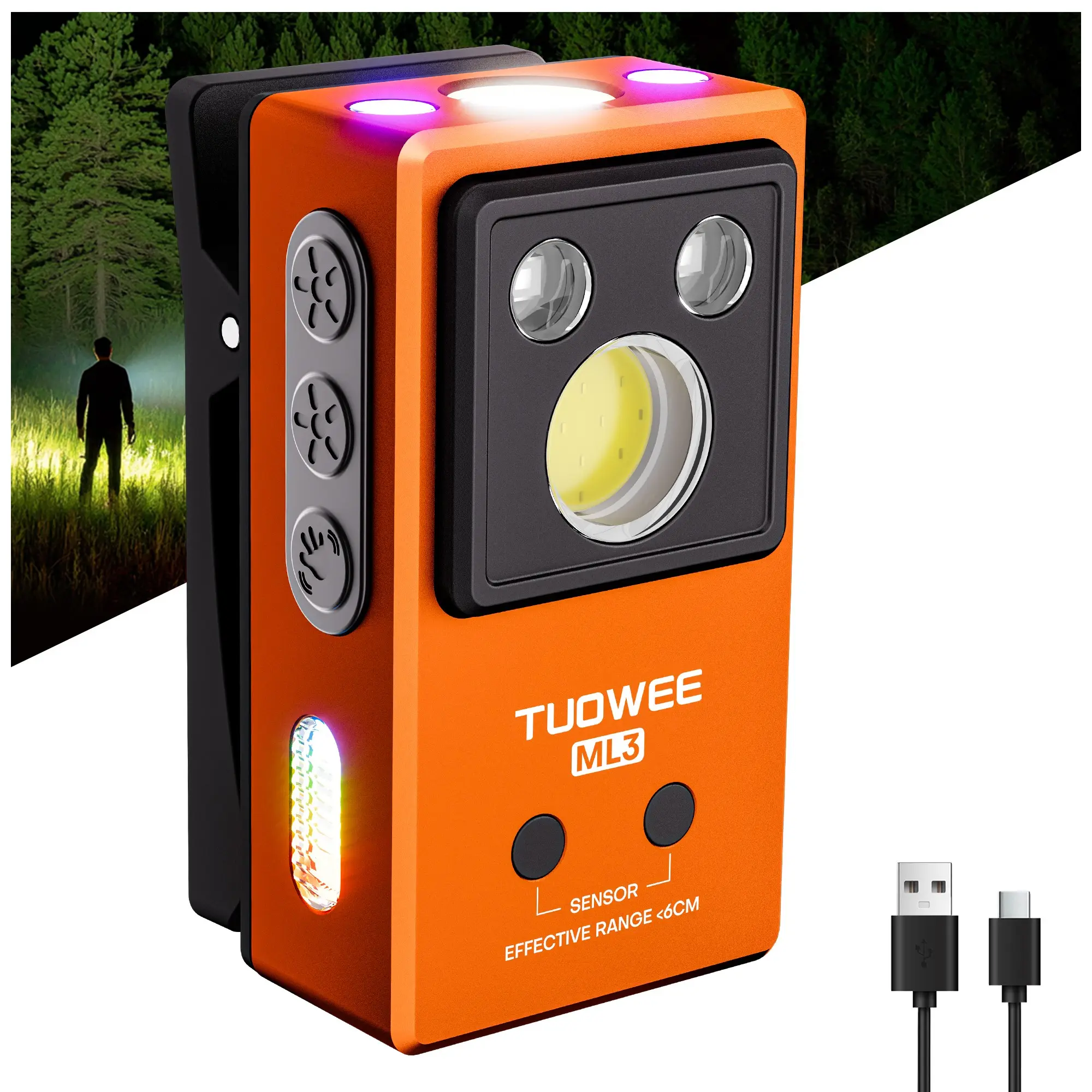 USB-C Rechargeable Mini Flashlight, Portable Edc LED Torch Lamp with Magnetic Clip, Rechargeable LED Spotlight, 270lm Focus & Flood Light, Ideal for Outdoor Use, Multifunctional Flashlight