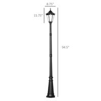 94.5", Vintage Style Solar Light, Black