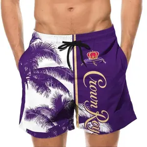 Crown Royal Hawaiian Shorts, Crown Royal Purple Outfit, Tropical Beer Print Swim Trunks, Summer Beach Shorts for Men, Gift for Beer Lovers