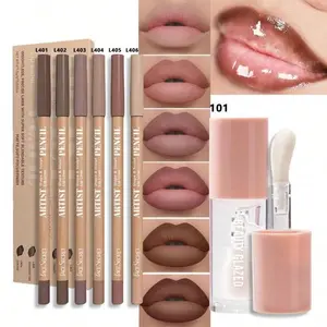 Beauty Glazed Matte Nude Lip Liner & Clear Lip Oil Set | Long-Lasting, Lightweight Hydrating Shine, All-Skin Lip Makeup Combo