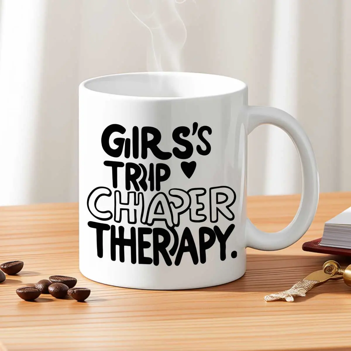 Funny Girls Trip Chapter Therapy Ceramic Mug, Cute BFF Adult Bedroom Bedside Cup, Christmas-Birthday Gift for Women Coworker Appreciation Vacation Souvenir