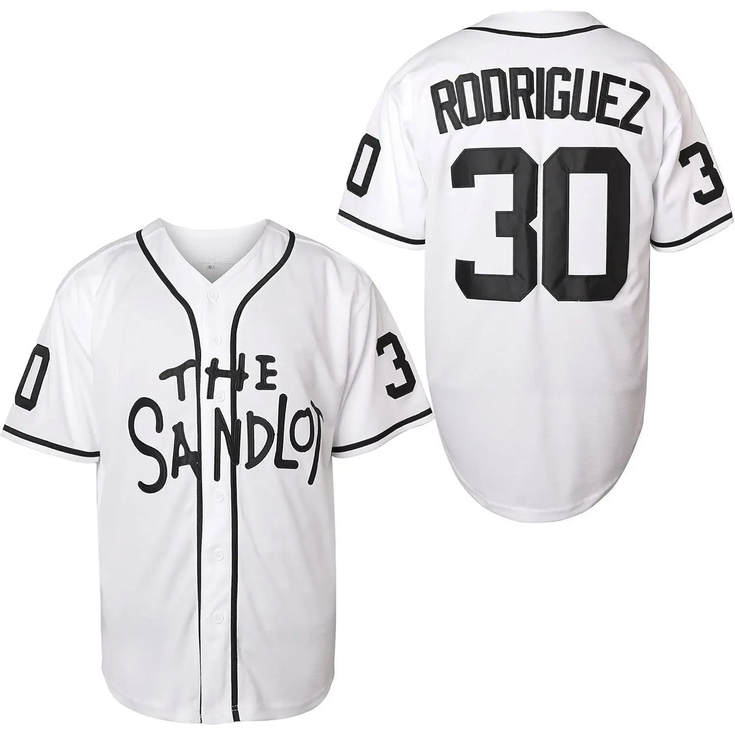 Men's Rodriguez #30 Black Retro Throwback Jersey - 90's Polyester Mesh Short-Sleeve Athletic Training Top, Double-Stitched Logos, Quick Dry, Party Wear for Hip Hop/Retro Parties