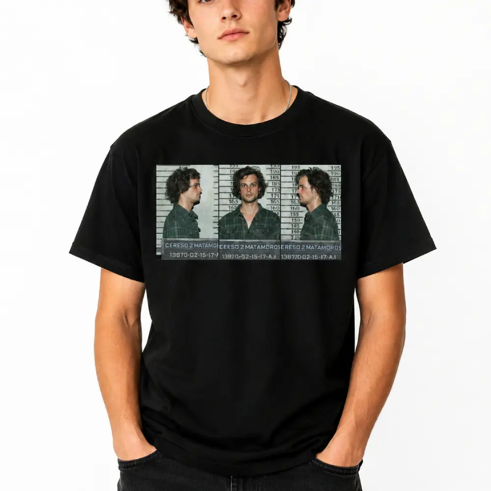 Spencer Reid Mugshot T-Shirt Unisex Graphic Tee Heavy Cotton TV Series Fan Gift