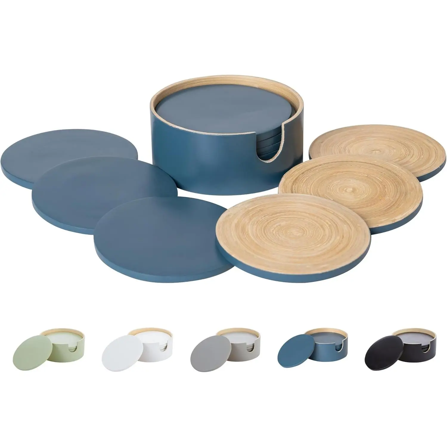 HABITAS Spun  Coasters for Drinks - Coaster Set with   Coasters and Coaster Holder. Modern Coasters for Coffee Table (Blue)