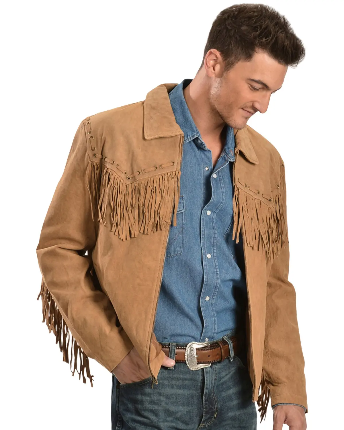 Scully Men's Men'S Fringed Suede Leather Short Jacket - 221-409
