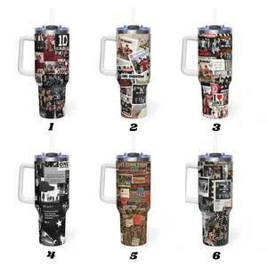 Fashion Music One Direction 1D 40oz Tumbler With Handle – Boys Band Tumbler, Gift for Fans