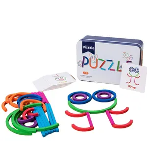 Creative Puzzle Sticks in a Tin Box, Montessori Puzzles for Toddlers, Creative Shape-Matching and Ring-Stacking Set, Hands-On Learning, Develops Fine Motor Skills, Ideal for Parent-Child Interaction