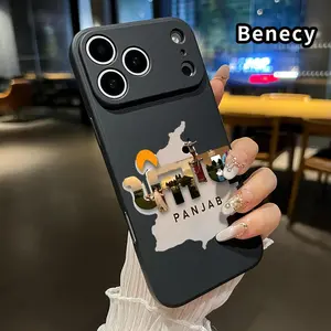 Punjab's Essence Pattern Straight Edge Phone Case for iPhone 17 15 16 14 Pro Max 13 12 11 XR XS Plus Air E Shockproof Full Camera Protection Durable Slim Liquid Silicone Cover Smartphone Casing
