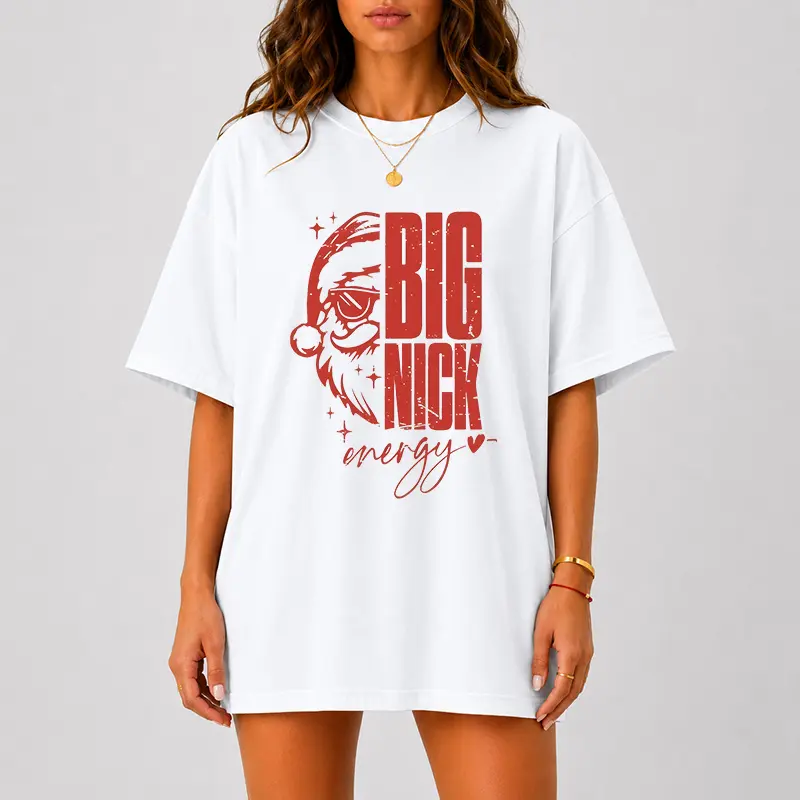 Comfort Colors Big Nick Energy Christmas T-Shirt, Funny Santa Claus Graphic Tee, Retro Christmas Shirt, Holiday Humor Tee