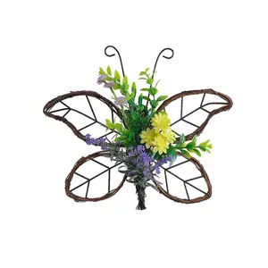 Artificial Butterfly Design Hanging Decor, 1 Count Faux Flower Wreath, Hanging Decor for Home Living Room Bedroom Garden Party Wedding