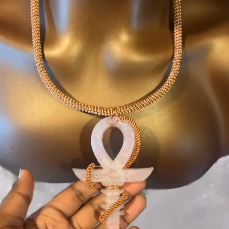 Rose Quartz Ankh Necklace