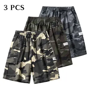Men’s 3-Pack Camouflage Cargo Shorts – Elastic Waist, Multiple Pockets, Casual & Stylish, Essential for Summer and Outdoor Activities