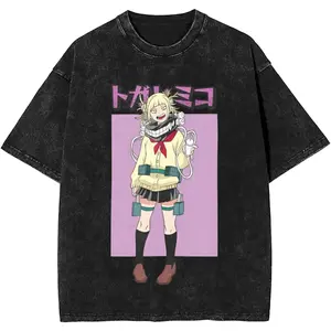 valentine shirts  Anime My Hero Academia Himiko Toga Graphic T-shirt Men Women Cotton Tshirts Vintage Washed Oversized3 Tee Male Manga T Shirt