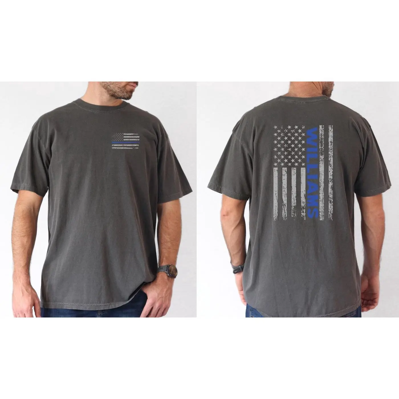 Comfort Colors, Custom Blue Line American Flag Shirt, Police Officer Gift, Custom Police Shirt, Thin Blue Line Shirt, Gift for police