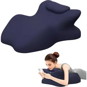 Memory Foam Ergonomic Wedge Pillow, Prone Pillow for Sleeping, Reading Pillow for Bed, Ergonomic Support for Back Pain & Sitting Up, Ideal for Massage, with Removable Cover