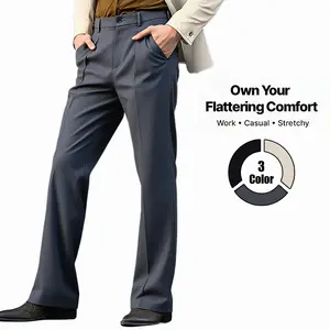 Men’s slight flared dress pants—essential for business travel; wrinkle-resistant, comfortable fabric with slight stretch; high-street casual long pants suitable for multiple occasions.