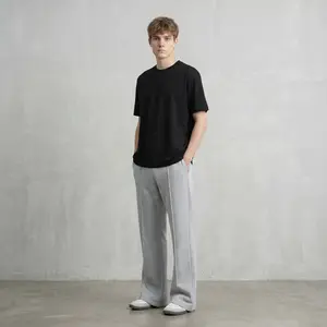 Men's Gray Wide Leg Pants 727 Loose Fit Stretch Straight Leg Casual Streetwear Trousers  Menswear Beige  Plain