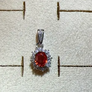 <PingEast jewelry > Sapphire pendant----925 Sterling Silver Pendant with finely set 3*5mm natural red sapphire. Clear color with brilliant fire. Comes with a certificate