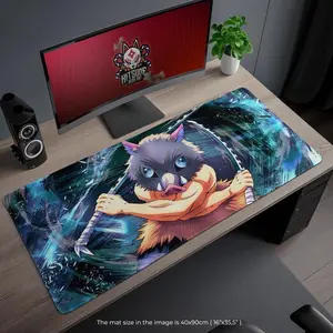 Inosuke Hashibira Mouse Pad - Demon Slayer Gaming Desk Mat, Anime Otaku Gift, Large Gamer Desk Accessory
