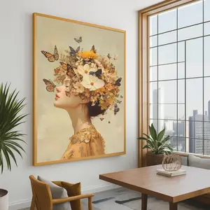 [sale off up to 40%] [Frame Canvas] Flower Head Woman Canvas Print – Elegant Floral Portrait Wall Art, Modern Feminine Design, Ready to Hang Contemporary Wall Decor
