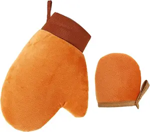 2 Pack Self Tanning Mitt Applicator Set Double Sided Reusable Sunless Tanning Mitts With Thumb And Cuffs For Body Mini Face Tanner Mitt Soft Washable 1 Face 1 Body Self Tanner Applicator Kit For Flawless Tan Application