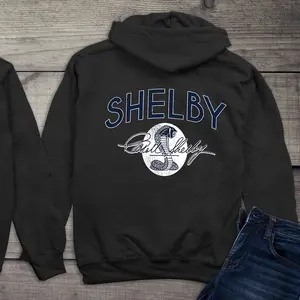 Shelby Cobra Vintage Hoodie - Carroll Shelby Signature Pullover for Car Enthusiasts, Retro Muscle Car Graphic Hooded Sweatshirt, Unisex Auto Fan Gift