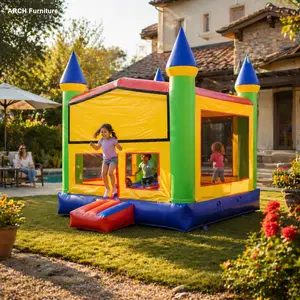 13FT x 13FT Royal Castle Inflatable Bouncy Castle with Blower, PVC Fabric Outdoor Play Equipment for Kids, Quick Set-Up, Safety Mesh Walls, Multi-Purpose Design