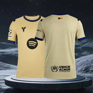 25 26 Away Kit Yellow Short Sleeve Soccer Jersey Fans Version